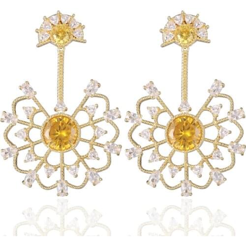 GrayBirds New Romantic Plant Flower Earrings For Office Lady Gold Color AAA Cubic Zirconia The Jewelry Like A Windmill XYE030