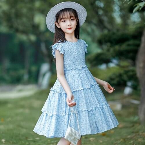 New Style Girls Dress Little Daisy Childrens Summer Middle Big Childrens Dress Girls Clothes Baby Girl Clothing