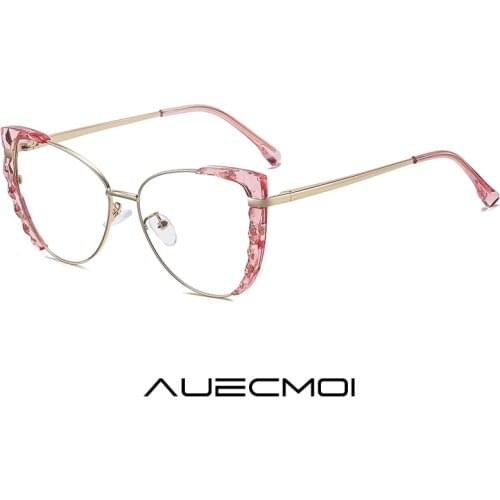 Women Fashion Sexy Cat Eye Glasses Frame Vintage Anti Blue Light Blocking Myopia Eyeglasses Frame Prescription Optical Eyewear