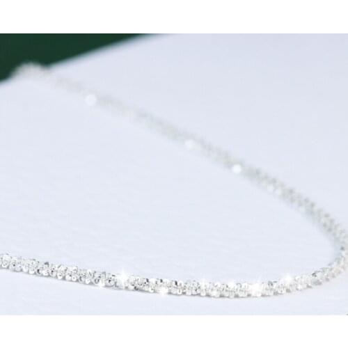 S925 Sterling Silver Starry Necklace Sparkling All-match Simple Sweater Chain Cauliflower Necklace Clavicle Necklace for Women