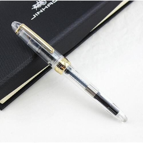 Jinhao Fountain Pen Hooded Nib 0.5 mm Gold clip Transparent Plastic Pens for Writing School Office Supplies Ink Pens