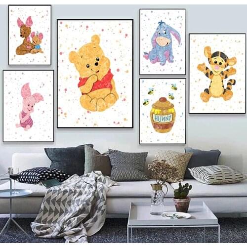 Disney Cartoon Canvas Paintings Winnie The Pooh Posters and Anime Prints Wall Art Pictures for Living Kids Room Home Decoration