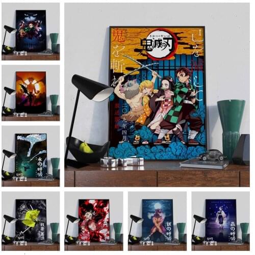 WTQ Japanese Popular Serial Anime Demon Slayer Poster Canvas Painting Wall Decor Anime Posters Wall Art Picture Home Decor