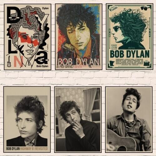 Bob Dylan poster kraft paper posters decorative painting folk poet bar wall paintings retro poster wall sticker 1001