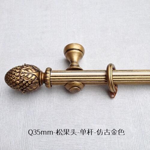 Direct sales customized European retro carved style track solid wood Roman rod mute curtain single double pole