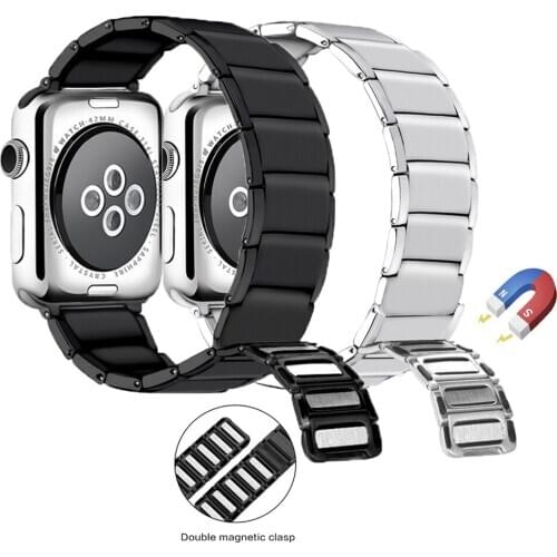 Stainless Steel Strap For Apple Watch 44mm 40mm 42mm 38mm MetMagnetic Loop Watch Band Replacement for iWatch 6 5 4 3 2 1 Belt