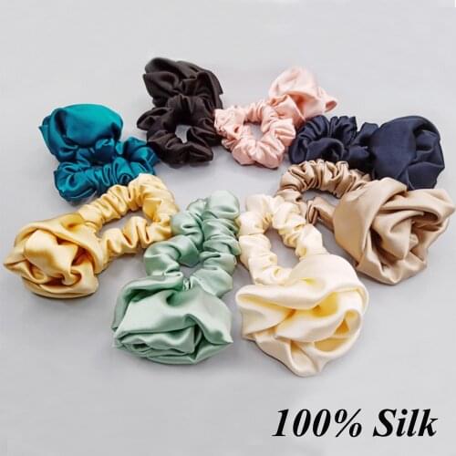 30 Momme 100% Pure Silk Scrunchies Ropes Hair Bands Ties Elastics Ponytail Holders for Women Girls Hair Accessories