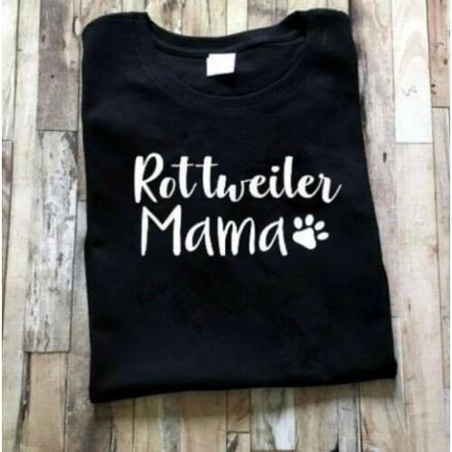 Rottweiler Mama Shirt Rottweiler Dog Mom Life Letters Printed Women O-Neck Casual Funny T-Shirt fashion slogan tee tops-J800