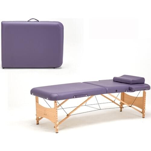 Foldable portable salon beauty salon SPA tattoo furniture beech wooden leather patio facial massage bed table with bag pillow