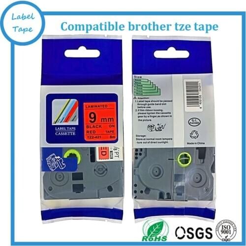 Compatible Tz Label Tape Tz421 Tze-421 Tze421 tze 421 Black on Red For P-touch Labeling Machines