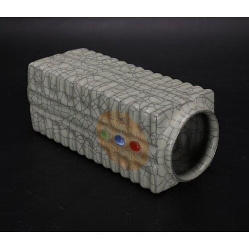 15 days validity:Song Dynasty porcelain official kiln inlaid with gold lettering and inlaid gemstone Cong-style bottle