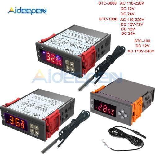 STC-3000 STC-1000 STC-100 Temperature Controller 12V 24V 110V-220V LED Digital Thermoregulator Thermostat Control + NTC Sensor