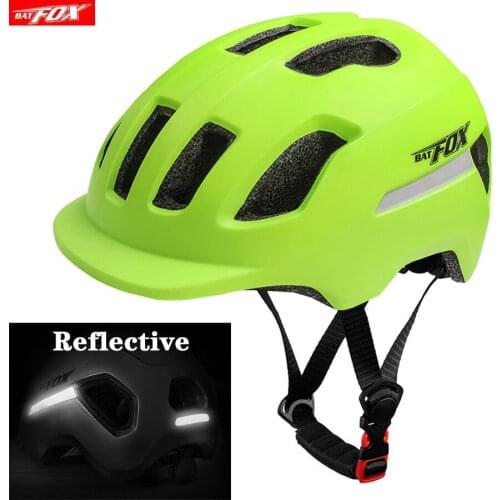 BATFOX Cycling Helmet Road Matt Black Reflective Bicycle Helmet MTB Casco Ciclismo Safety Cap Outdoor Sports Cycling Bike Helmet