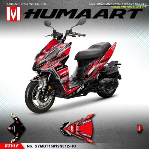 HUMAART Motorbike Stickers Vinyl Decals Vehicle Vinyl Wrap Kit for SYM DRG BT 158 2019 2020, Red Black
