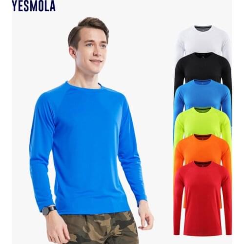 YESMOLA Quick Drying Long Sleeve T-shirt for Men Outdoor Running Fitness T Shirt Breathable 2021 Summer Fashion Casual Shirt