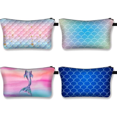 Women Mermaid Cosmetic Bag Large Capacity Storage Bag Zipper canvas Student Pencil Case Cosmetic Case Girls makeup bag