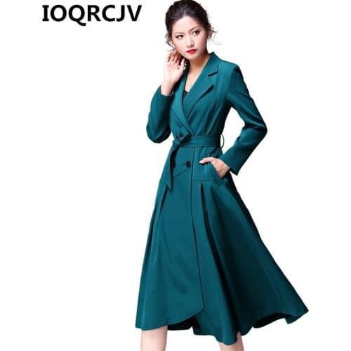 Autumn Womens Casual Double Breasted Trench Coat Long Vintage Washed Female Windbreaker Loose With Belt Business Outerwear R678