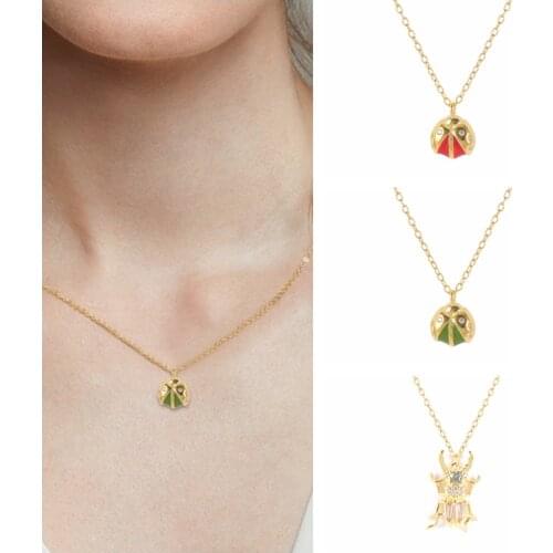 BOAKO 925 Sterling Silver Necklaces For Women Insect Clavicle Chain Gift Jewelry on the Neck Pendiente Collares Bijoux Femme CZ