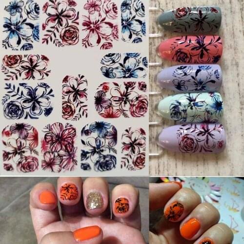 1 shee3D Acrylic Engraved Flower Nail Sticker Embossed Christmas Design Nail Water Decals Empaistic Nail Water Slide Decorations