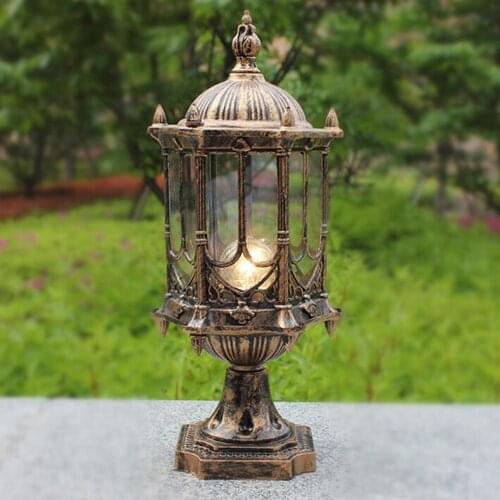110V 220V 12V 24V IP65 bronze antique brass retro vintage classic landscape outdoor waterproof bollard light lamp fence light