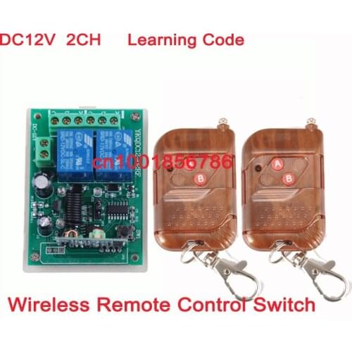 12V 2CH Transmitter Receive wireless remote control switch Learning Code Momentary Toggle Latched Relay indicator
