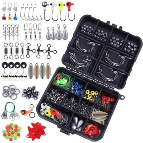 160/187pcs Fishing Accessories Kit Jig Hooks Fishing Equipment Accessories Set for Freshwater Saltwater with Tackle Box