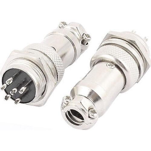 2Pcs GX16-6 Aviation Metal Connectors 16mm Screw +Socket 6pin