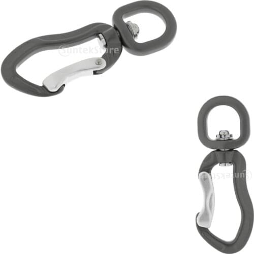 2 Pieces 400KG Swivel Eye Snap Hook Chain Clip Climbing Carabiner Keychain Gray 7.5 x 2.7cm