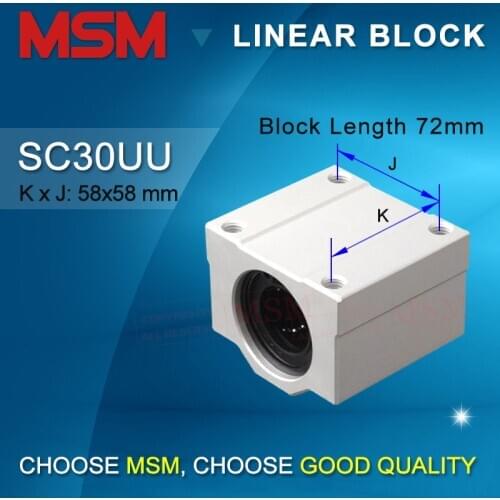 2pcs/lot MSM Linear Bearing Blocks SC30UU Aluminium Housing Sliding Units 30mm Linear Motion Shaft Slide CNC Parts SMA30UU