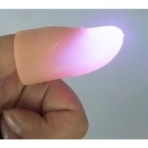 2PCS Illuminated Magic Single Finger Light Funny LED Light Flashing Fingers Magic Trick Props Light-Up Toys For Party Holidays