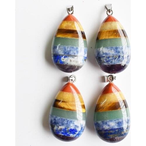 2020 New fashion 7 colors natural stone water drop pendants 25x40mm for necklaces making 4pcs/lot wholesale free shipping