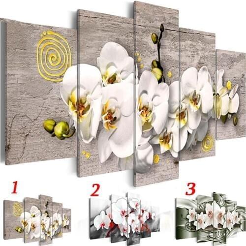 5 Panels Beautiful Orchid Flower Abstract diamond mosaic diamond embroidery diamond painting cross stitch full drill rhinestone