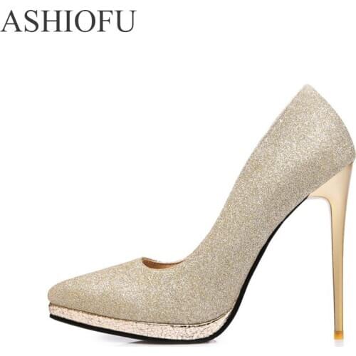 ASHIOFU New Super Stiletto Women Pumps Sexy Wedding Party Dress Shoes Slip-on Club Dance Fashion Evening Court Shoes