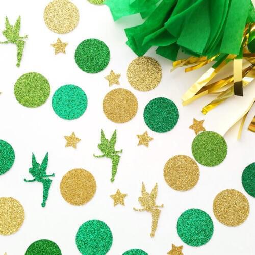 Glitter Green Fairy themed princess Birthday Confettis for Baby Shower Table Decoration party wedding scatters cards