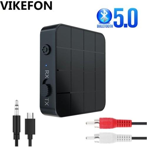 Bluetooth 5.0 Transmitter Receiver RCA Wireless Adapter Stereo Audio 3.5mm Aux Jack Adapters for TV Car Kit with Control Button