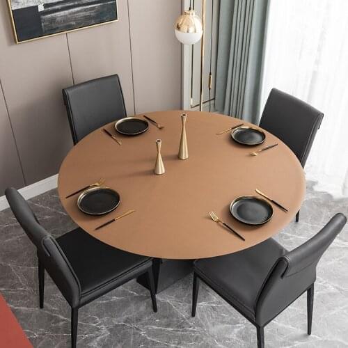 Solid color leather round tablecloth oilproof waterproof table mat custom made table tablecloth party wedding table Decor cover