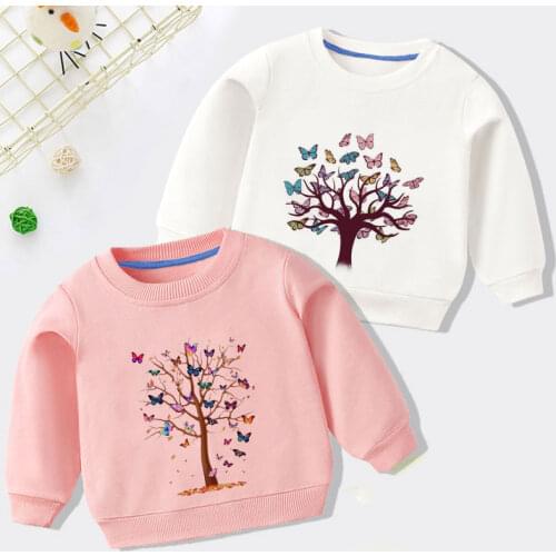Children Clothes Long Sleeve Sweaters Baby Boys Kawaii Cartoon Tops Butterfly Elf Magic Tree Hoodie Casual Sweatershirt Outwear