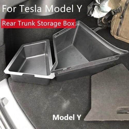 For Tesla Model Y Car Accessories Rear Trunk Side Storage Box Fire Extinguisher Partition Board Left and Right Storage Box New