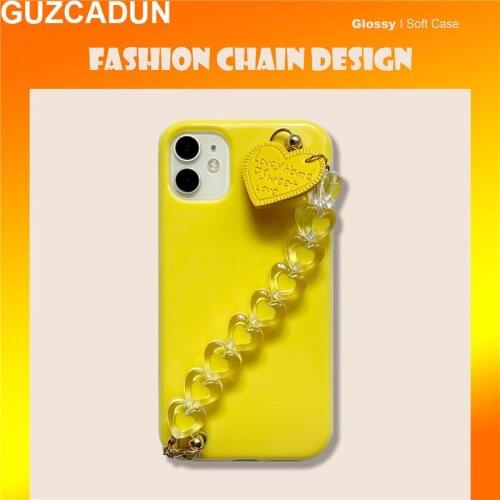 Fluorescent Color TPU Phone Cases for Iphone 11 12 Pro Max Xs Max X Xr 7 8 Plus SE 2020 Cover with Love Heart Bracelet Soft Capa