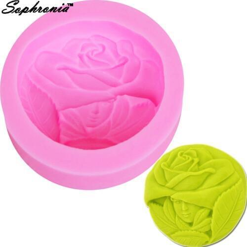 Sophronia S076 Rose Girl Silicone Soap Mold Resin Clay Candle Fondant Cake Decorating Tools Chocolate Baking Moulds 9.5*9.5*3CM