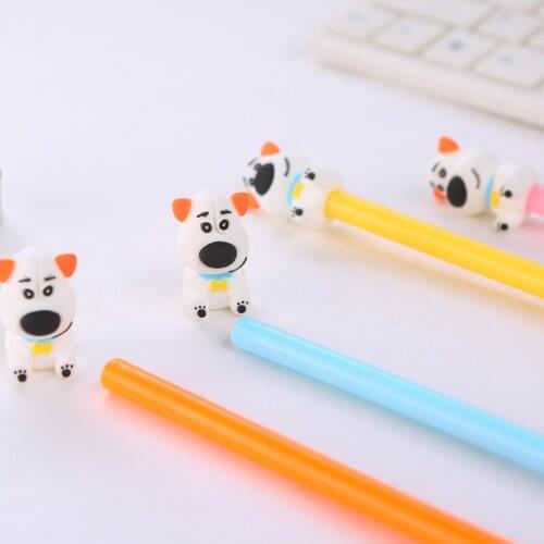 24 Pcs Cartoon Puppy Gel Pen 0.5 Mm Black Pen Student Writing Tools Kawaii School Supplies Wholesale