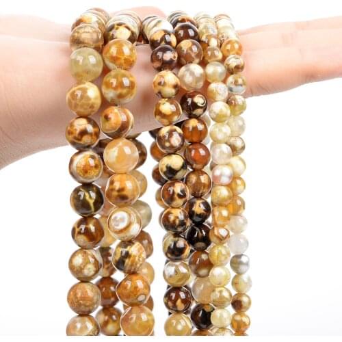 Smooth Leopard Skin Agates Natural Stone Beads Round Loose Spacer Beads for Jewelry Making Bracelets Accessories DIY 6/8/10MM