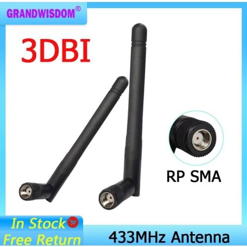 433MHz antenna 3dbi RP-SMA Connector 433 mhz antena rubber waterproof antenne for wireless watermeter Gasmeter Lorawan Emeter
