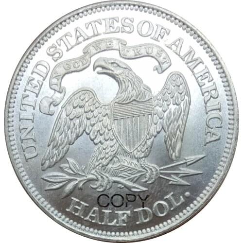 United States Liberty Seated Half Dollars 1873 Motto Above Eagle Brass Plated Silver Copy Coins