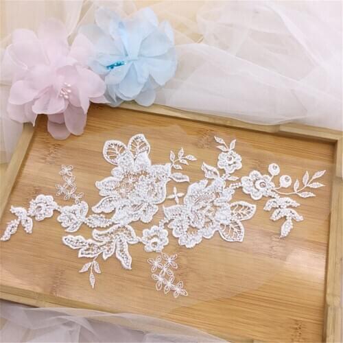 Maxsin 1 Pcs High Quality White Lace Flower Wedding Dress Veil And Headdress Accessories Clothes Garment Patch DIY Decoration