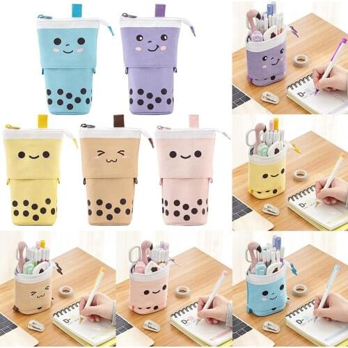 Standing Pen Holder Milky Tea Shaped Makeup Storage Organizer Multifunction