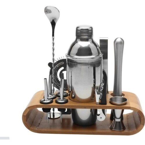 9 set Stainless Steel Liquor Red Wine Cocktail Shaker Bar Wine Mixer Set with Holder Bartender Cocktail Hand Shaker Tool Kit