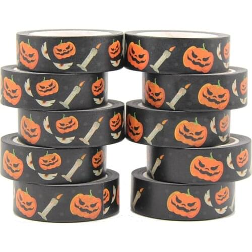 NEW 10pcs/Lot 15MM*10M Halloween Pumpkin Ghost Candle Washi Tape DIY Scrapbooking Paper Photo Album Adhesive Masking Tape