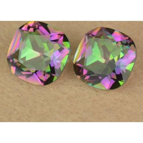 Wholesale 4x4~12x12mm 5A Plating Mix Color Multicolor Square Cushion Shape Cut Glass Stone Synthetic Glass Gems For Jewelry DIY