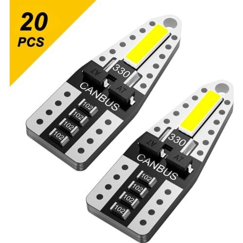 OXILAM 20Pcs Canbus T10 W5W LED Bulbs Dome LED Car Glove Box Mirror Light Auto Interior Lighting 12V 6000K White